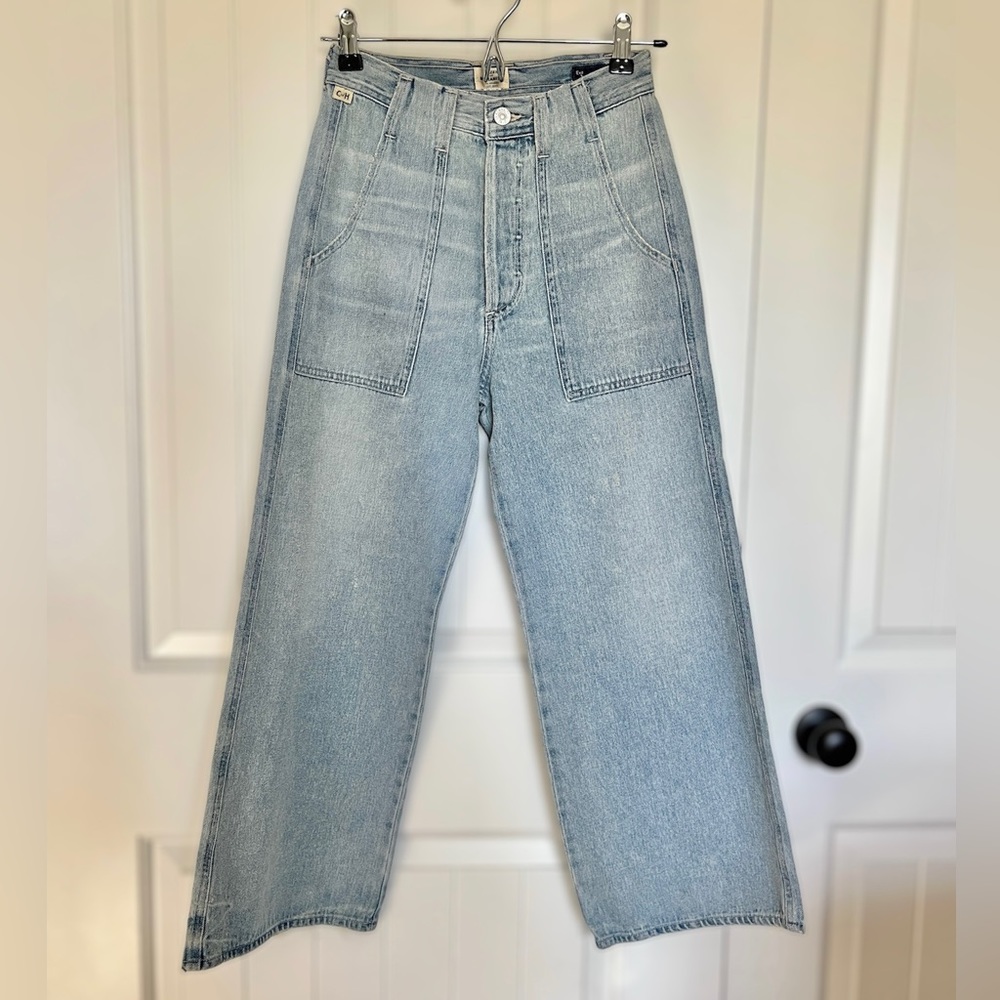 Citizens of Humanity Eva Cropped High-Rise Wide Leg Jeans, size 23